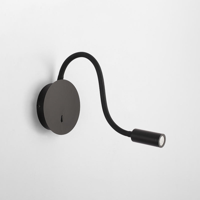 Round Shape Reading Wall Lighting Modern Style Metal Wall Mounted Lighting in Black
