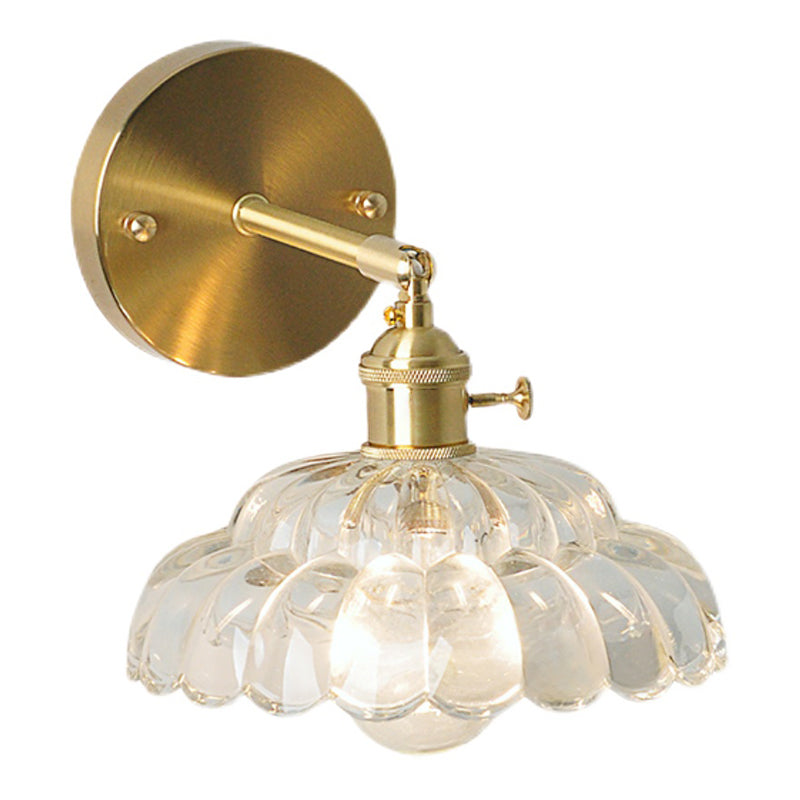 1 Light Geometric Wall Mounted Light Fixture Industrial Style Glass Wall Sconce Lights in Gold
