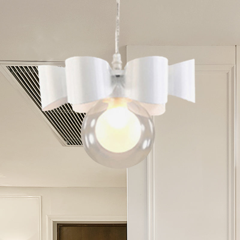Iluminación colgante de esfera blanca con diseño de arco contemporáneo 1/3 luces lámpara de colgar de vidrio transparente