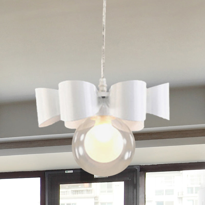 Iluminación colgante de esfera blanca con diseño de arco contemporáneo 1/3 luces lámpara de colgar de vidrio transparente