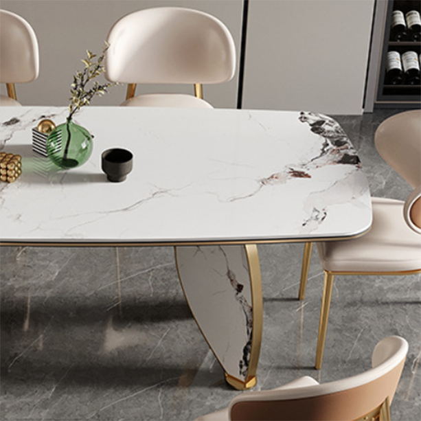 Luxurious 1/4/5/7 Pieces Rectangle Dining Set Sintered Stone Top Dinette Table Set