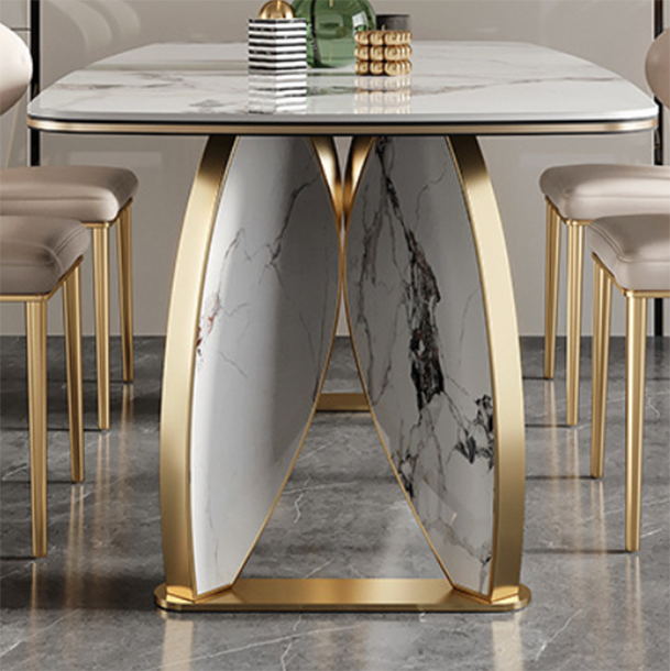 Luxurious 1/4/5/7 Pieces Rectangle Dining Set Sintered Stone Top Dinette Table Set