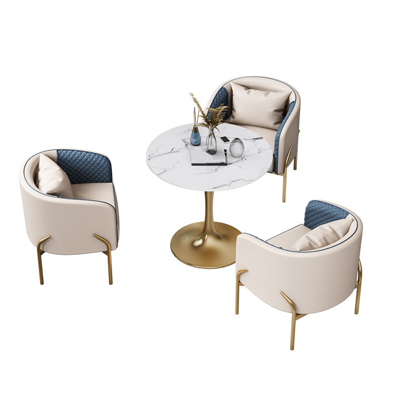 Glam Style Sintered Stone Set Round 1/3/4/5 Pieces Dining Set for Home Use