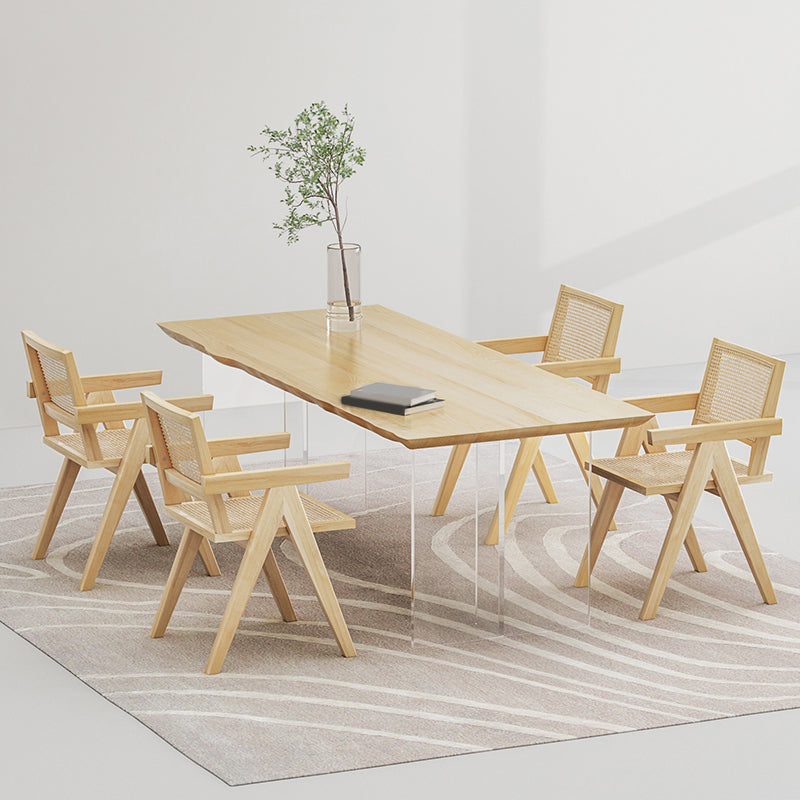 Modern 1/2/3/4/5 Pieces Rectangle Dining Set Solid Wood Dining Table with Chairs