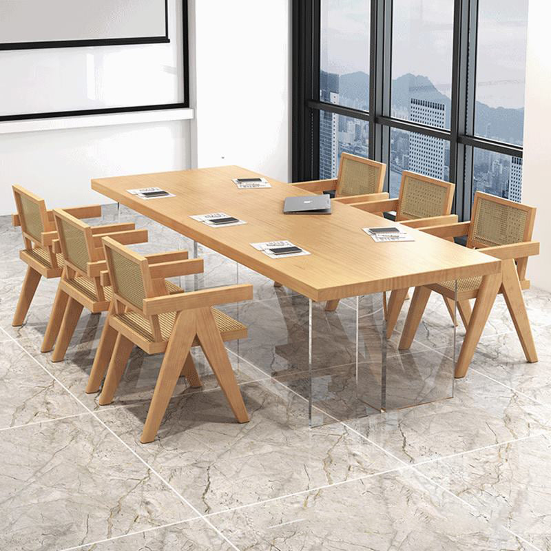 Modern 1/2/5/7 Pieces Rectangle Dining Set Solid Wood Top Dining Table with Chairs