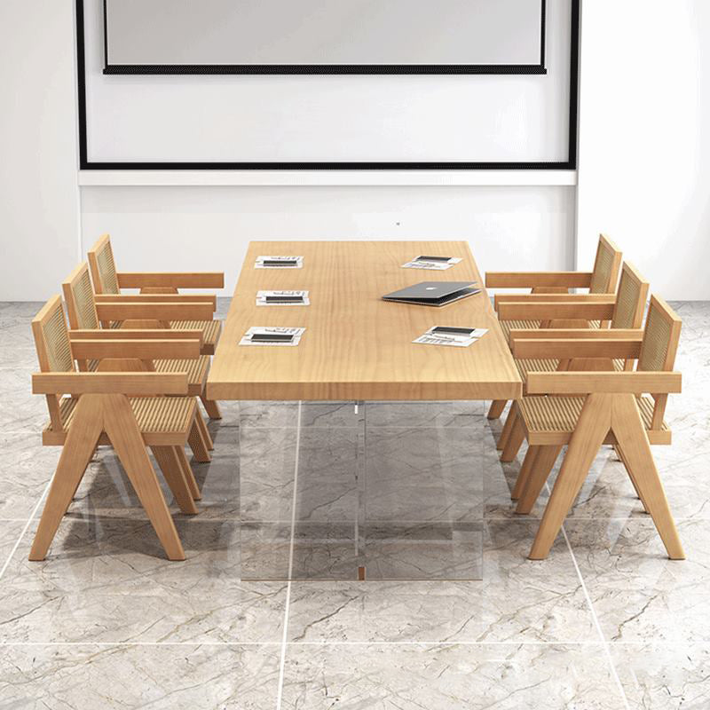 Modern 1/2/5/7 Pieces Rectangle Dining Set Solid Wood Top Dining Table with Chairs