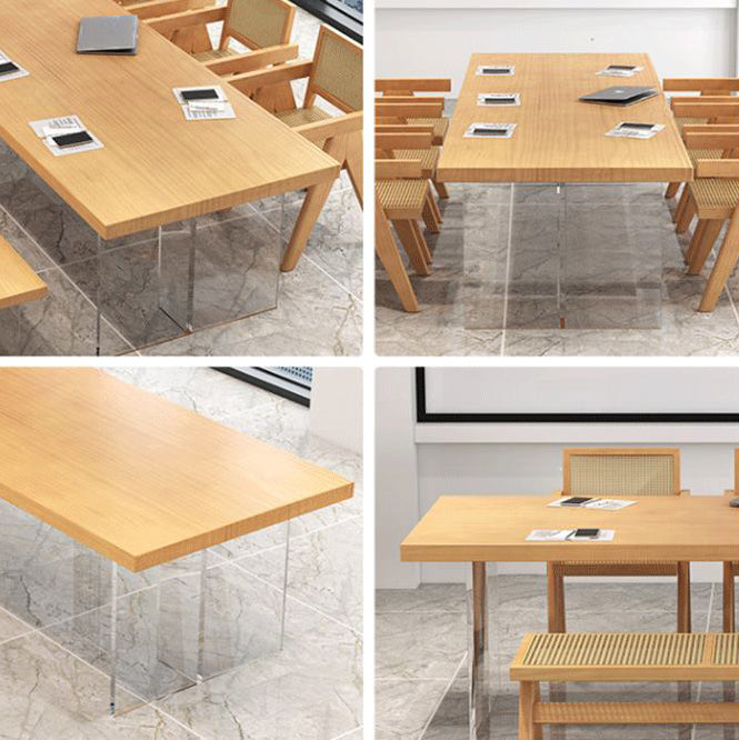 Modern 1/2/5/7 Pieces Rectangle Dining Set Solid Wood Top Dining Table with Chairs
