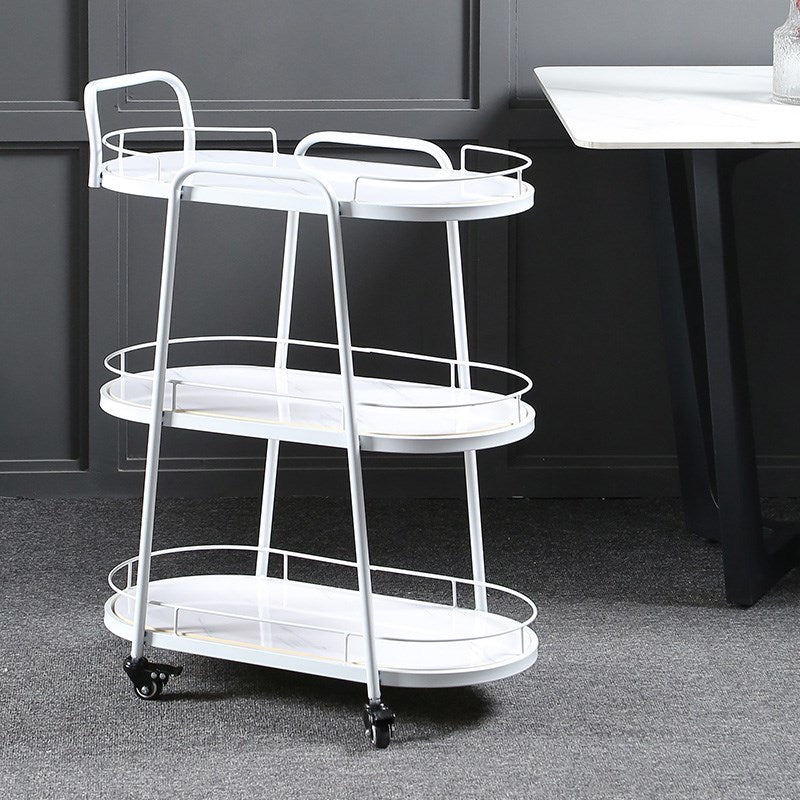 Modern Style Oval Prep Table Rolling Metal Prep Table for Home