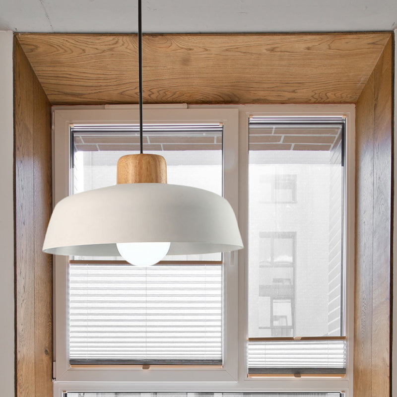 12 "/15" W 1 ciotola a testa per ciotola sospesa in stile Nordico in metallo nero/nero in metallo e legno succonde con cavo regolabile