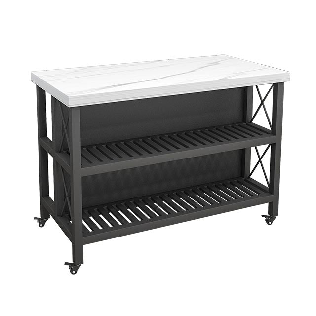 Modern Rolling Kitchen Cart Marble Kitchen Island Cart with Open Storage