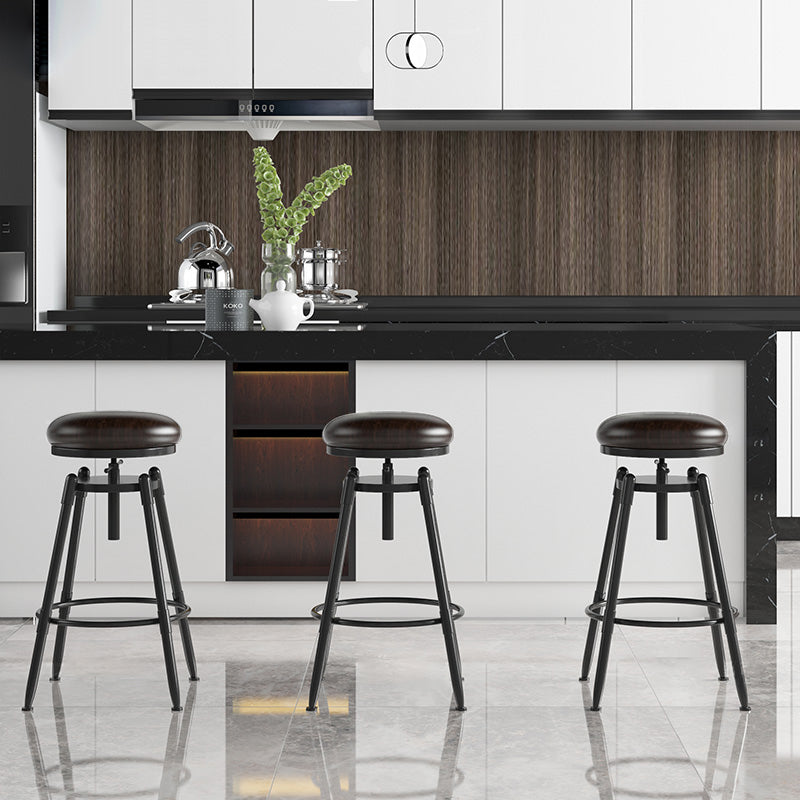 Rotatable Upholstered Counter Stool Industrial Metal Footrest Bar Chair