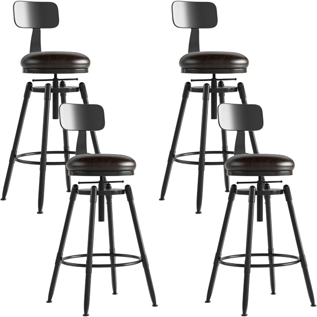 Rotatable Upholstered Counter Stool Industrial Metal Footrest Bar Chair