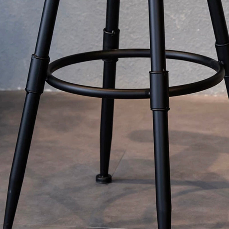 Rotatable Upholstered Counter Stool Industrial Metal Footrest Bar Chair