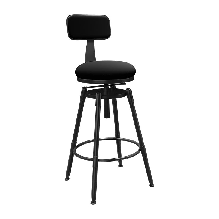 Rotatable Upholstered Counter Stool Industrial Metal Footrest Bar Chair