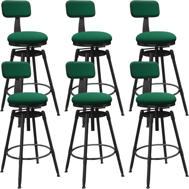 Rotatable Upholstered Counter Stool Industrial Metal Footrest Bar Chair