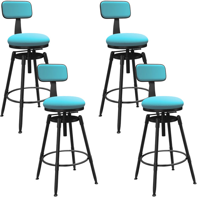 Rotatable Upholstered Counter Stool Industrial Metal Footrest Bar Chair
