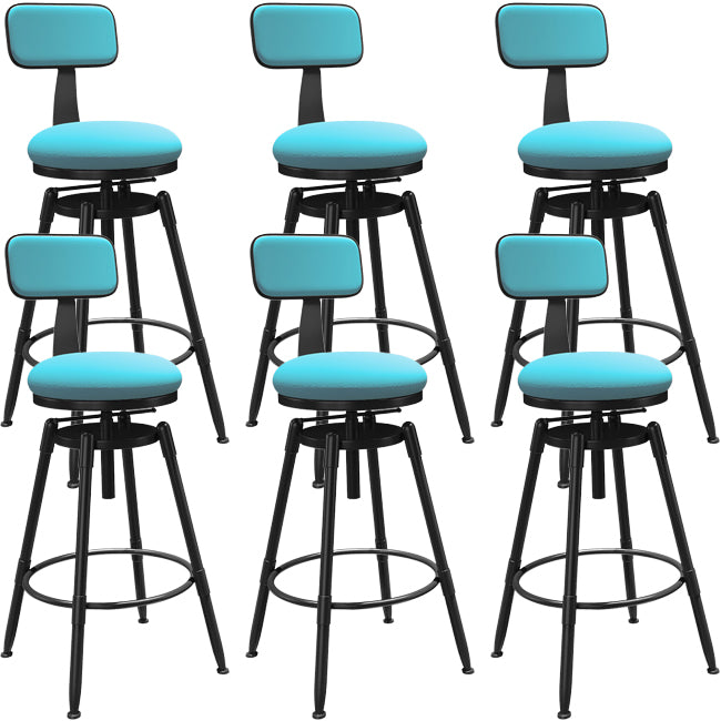 Rotatable Upholstered Counter Stool Industrial Metal Footrest Bar Chair