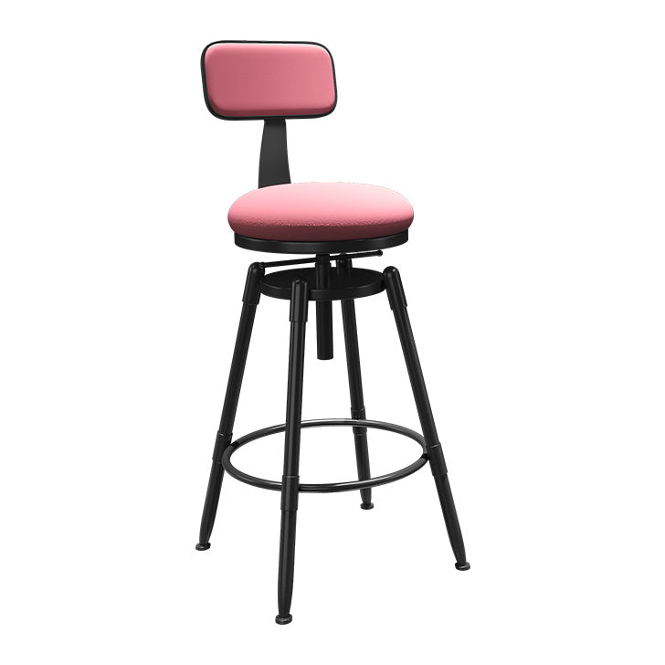 Rotatable Upholstered Counter Stool Industrial Metal Footrest Bar Chair