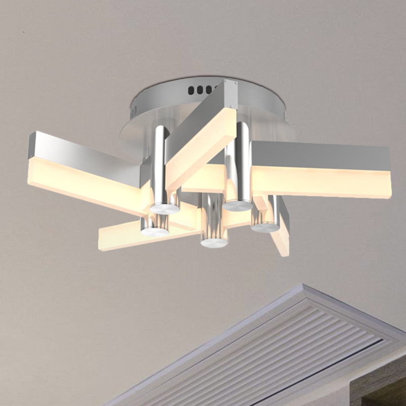 Éclairage semi-monte en intérieur 5/6 lumières avec luminaire de plafond finition en argent moderne Sputnik