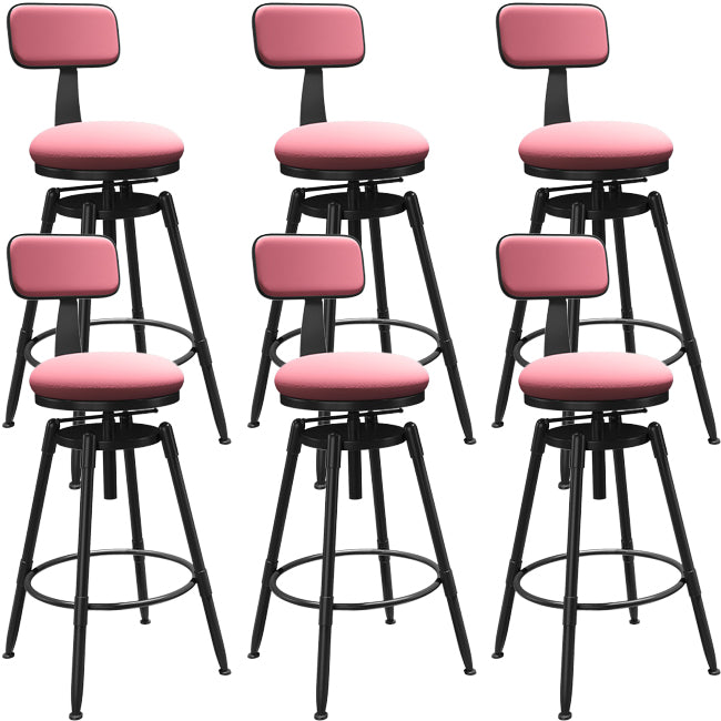 Rotatable Upholstered Counter Stool Industrial Metal Footrest Bar Chair