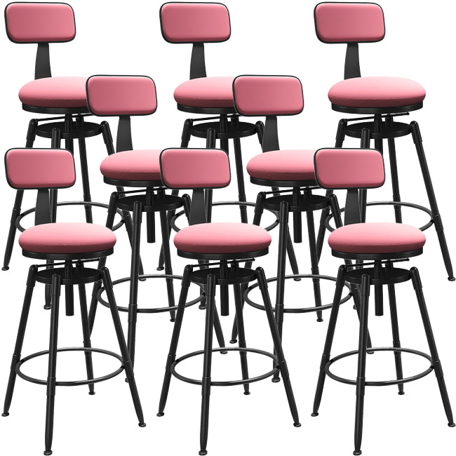 Rotatable Upholstered Counter Stool Industrial Metal Footrest Bar Chair