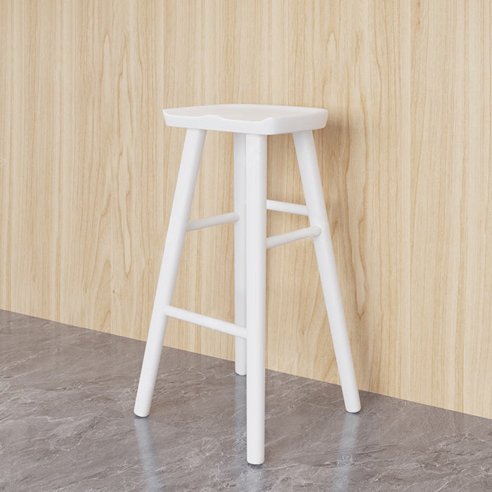 Modern Saddle Seat Counter Stool Solid Wood Armless Bar Stool