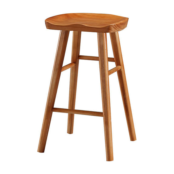 Modern Saddle Seat Counter Stool Solid Wood Armless Bar Stool