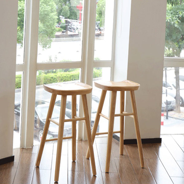 Modern Saddle Seat Counter Stool Solid Wood Armless Bar Stool