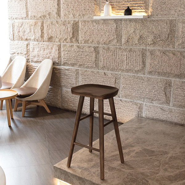 Modern Saddle Seat Counter Stool Solid Wood Armless Bar Stool