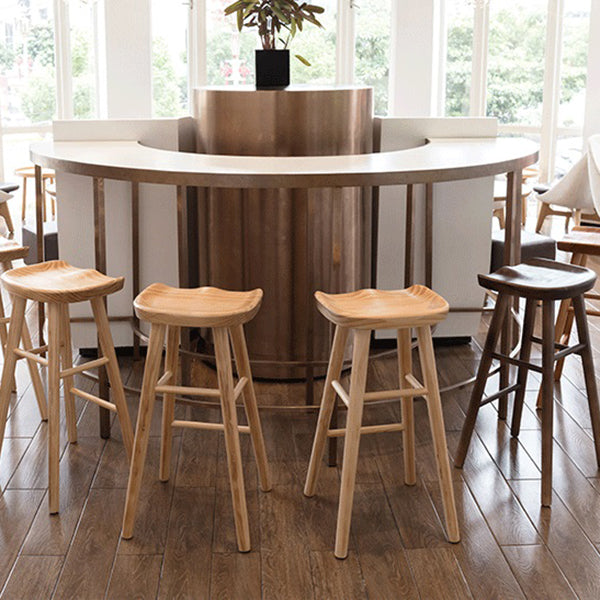 Modern Saddle Seat Counter Stool Solid Wood Armless Bar Stool