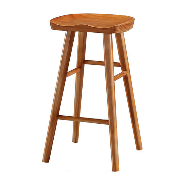 Modern Saddle Seat Counter Stool Solid Wood Armless Bar Stool