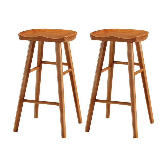 Modern Saddle Seat Counter Stool Solid Wood Armless Bar Stool