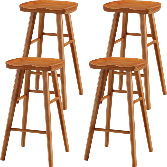 Modern Saddle Seat Counter Stool Solid Wood Armless Bar Stool
