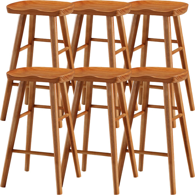 Modern Saddle Seat Counter Stool Solid Wood Armless Bar Stool