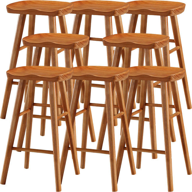 Modern Saddle Seat Counter Stool Solid Wood Armless Bar Stool