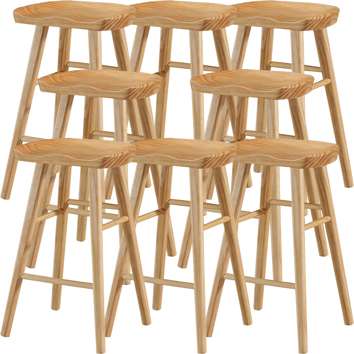 Modern Saddle Seat Counter Stool Solid Wood Armless Bar Stool