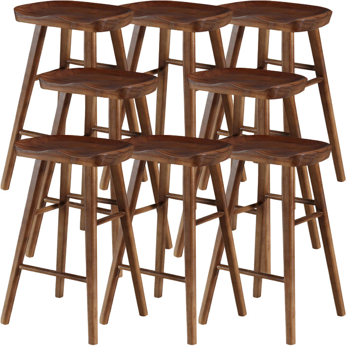 Modern Saddle Seat Counter Stool Solid Wood Armless Bar Stool
