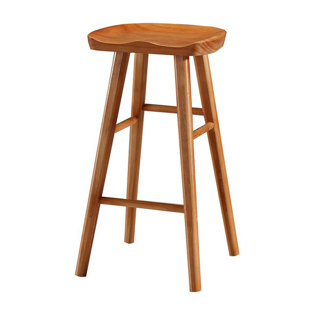 Modern Saddle Seat Counter Stool Solid Wood Armless Bar Stool