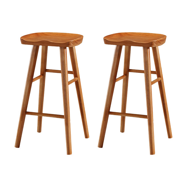 Modern Saddle Seat Counter Stool Solid Wood Armless Bar Stool