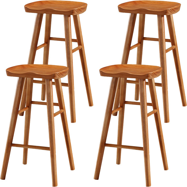 Modern Saddle Seat Counter Stool Solid Wood Armless Bar Stool