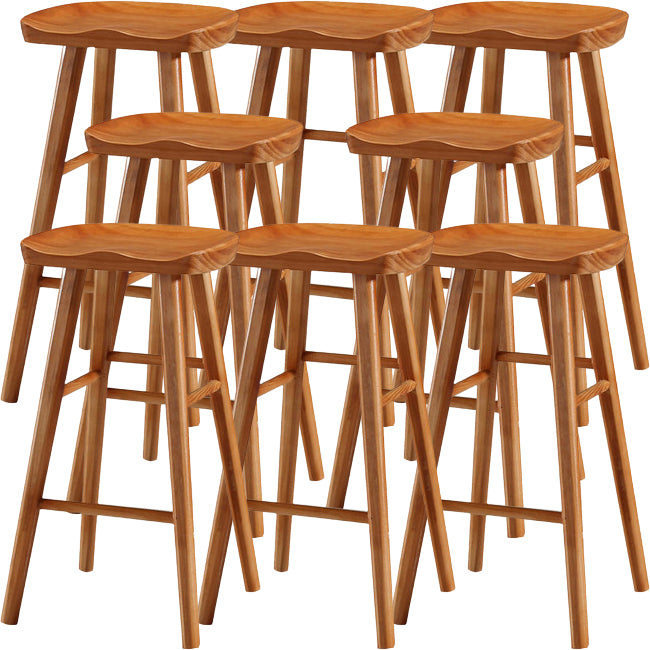 Modern Saddle Seat Counter Stool Solid Wood Armless Bar Stool