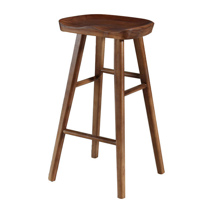 Modern Saddle Seat Counter Stool Solid Wood Armless Bar Stool