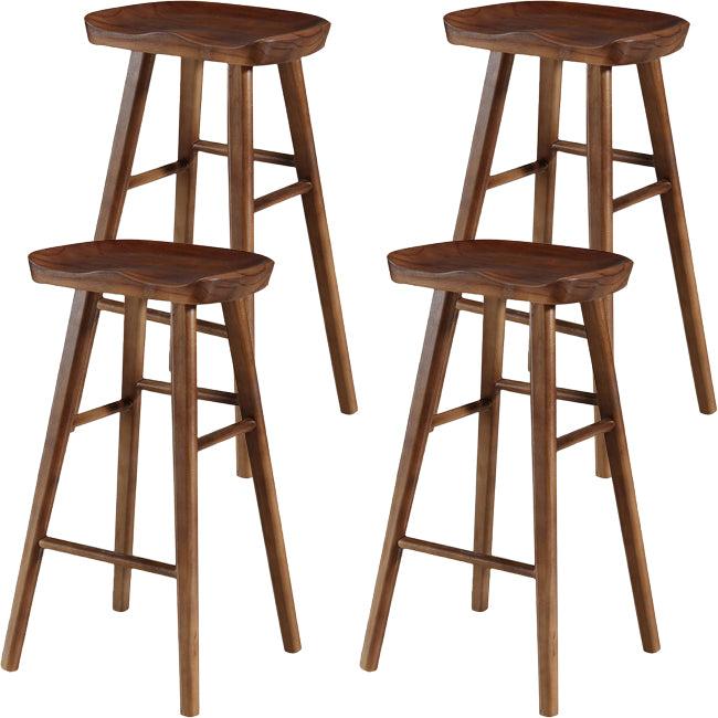 Modern Saddle Seat Counter Stool Solid Wood Armless Bar Stool