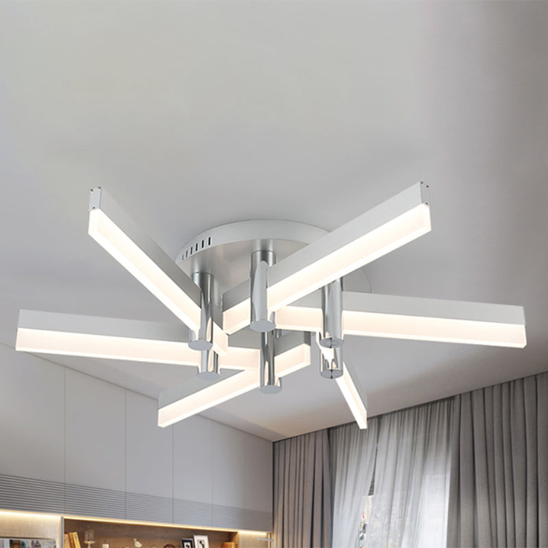 5/6 luci illuminazione semi -montaggio interno con tonalità acrilica sputnik moderna lampada a soffitto con finitura argento moderna