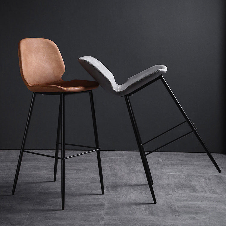 Scandinavian Metal Stool Faux Leather Upholstered Counter Stool Home