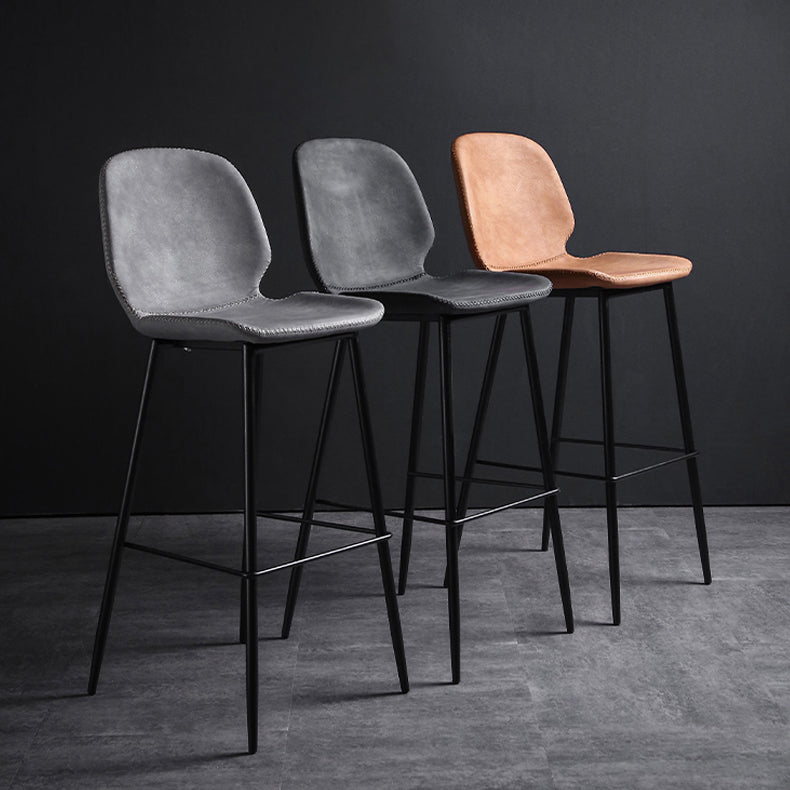 Scandinavian Metal Stool Faux Leather Upholstered Counter Stool Home