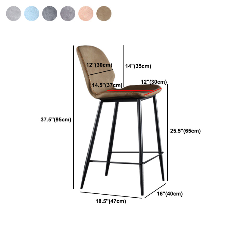Scandinavian Metal Stool Faux Leather Upholstered Counter Stool Home