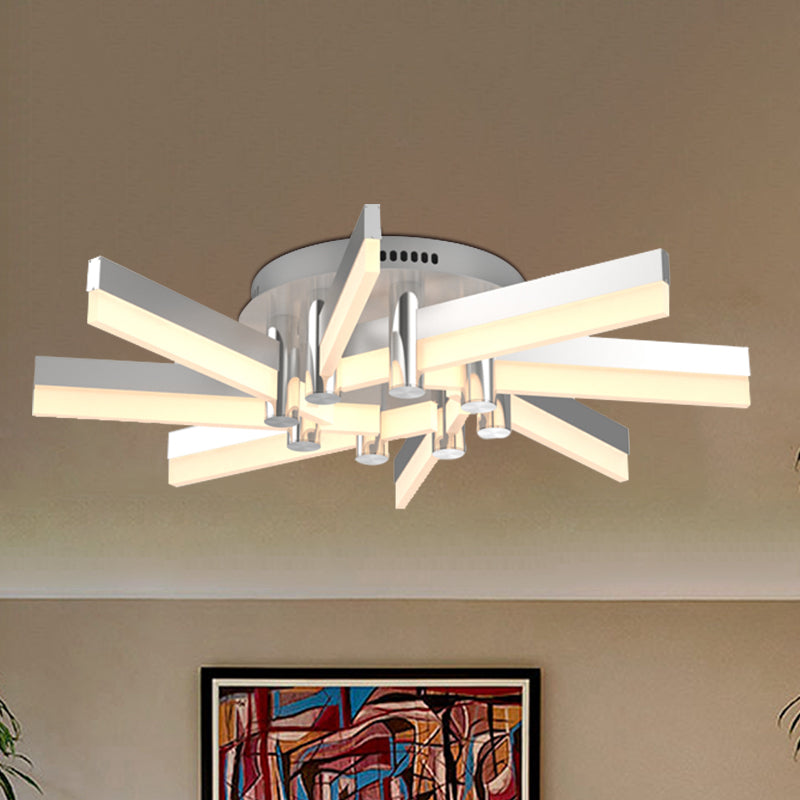 5/6 luci illuminazione semi -montaggio interno con tonalità acrilica sputnik moderna lampada a soffitto con finitura argento moderna