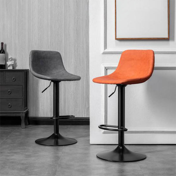 Contemporary Metal Barstool Faux Leather Counter Stool with Black Base for Home