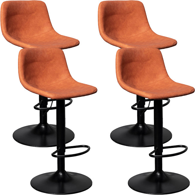 Contemporary Metal Barstool Faux Leather Counter Stool with Black Base for Home